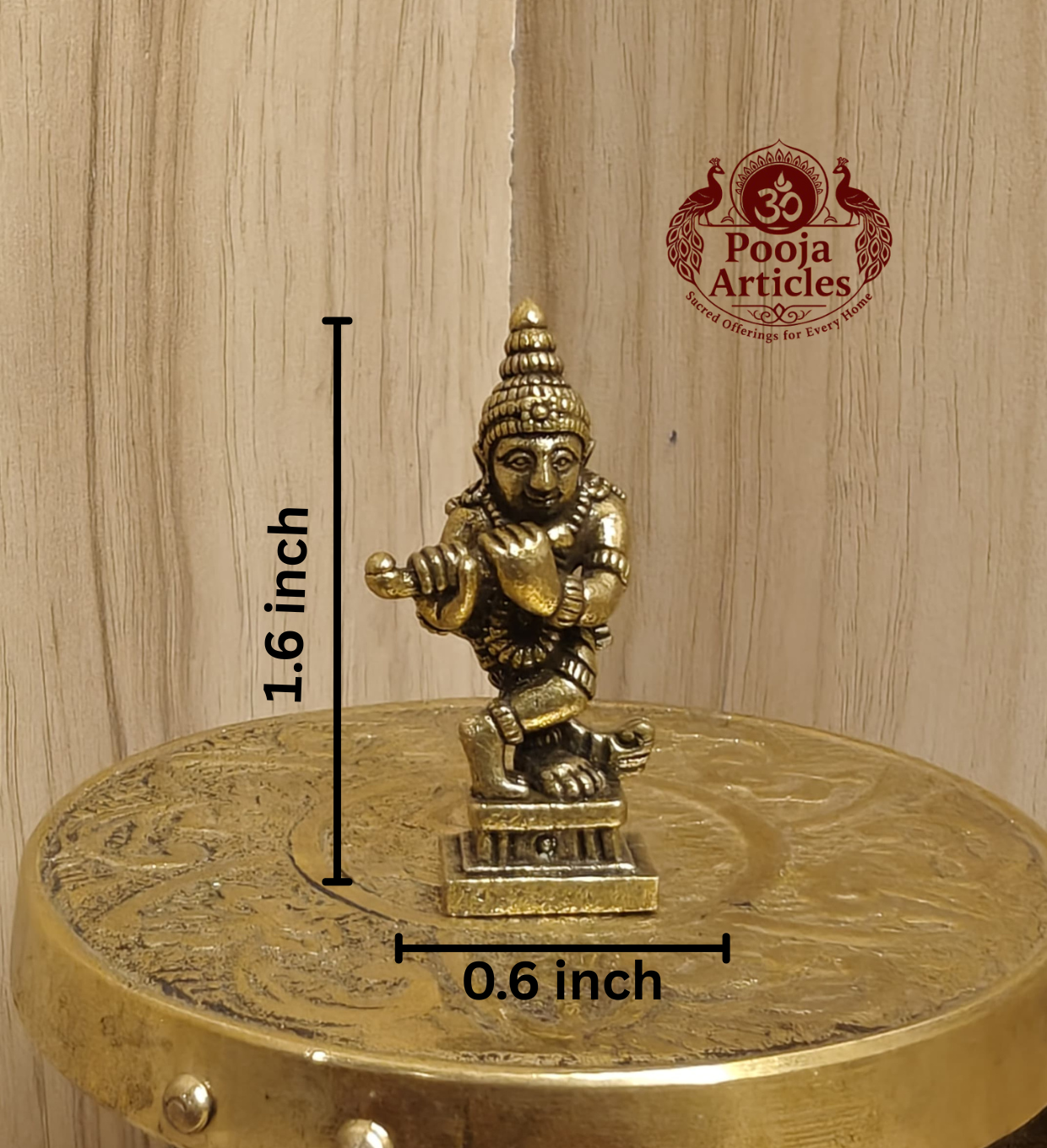 Miniature Brass Krishna Murti 1.6 Inch