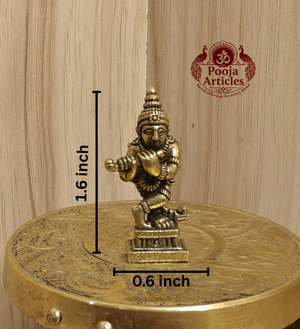 Miniature Brass Krishna Murti 1.6 Inch