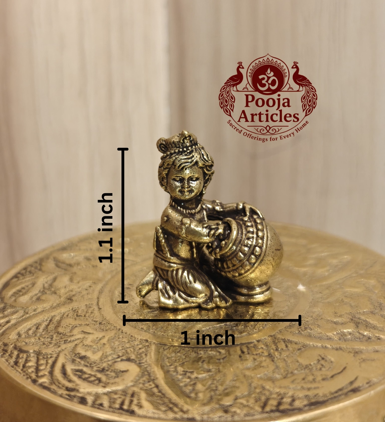 Miniature Brass Krishna Statue 1.1 Inch