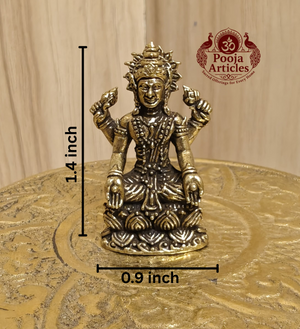 Miniature Brass Lakshmi Idol 1.4 Inch
