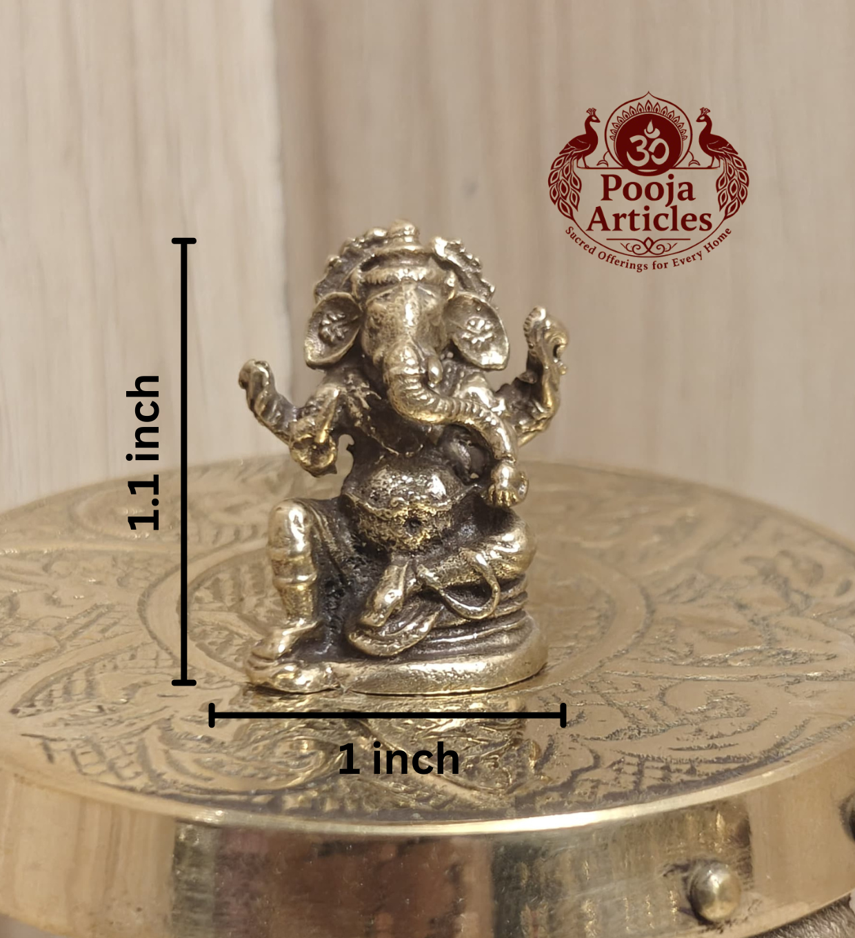 Miniature Brass Lord Ganesha Idol 1.1 Inch