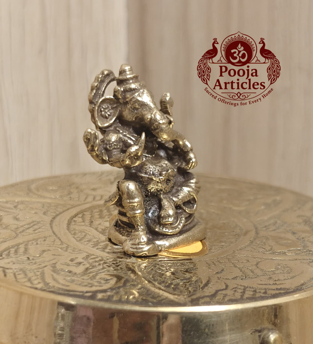 Miniature Brass Lord Ganesha Idol 1.1 Inch Pooja Articles