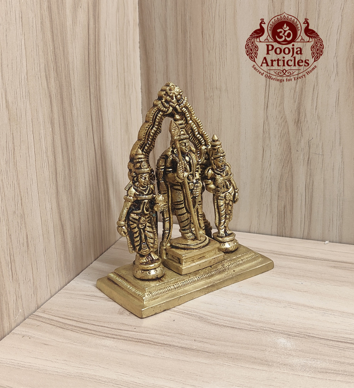 Brass Murugan Valli Deivanai Idol 4.2 Inch