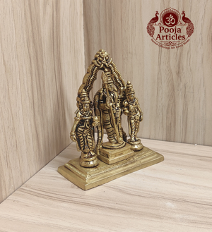 Brass Murugan Valli Deivanai Idol 4.2 Inch