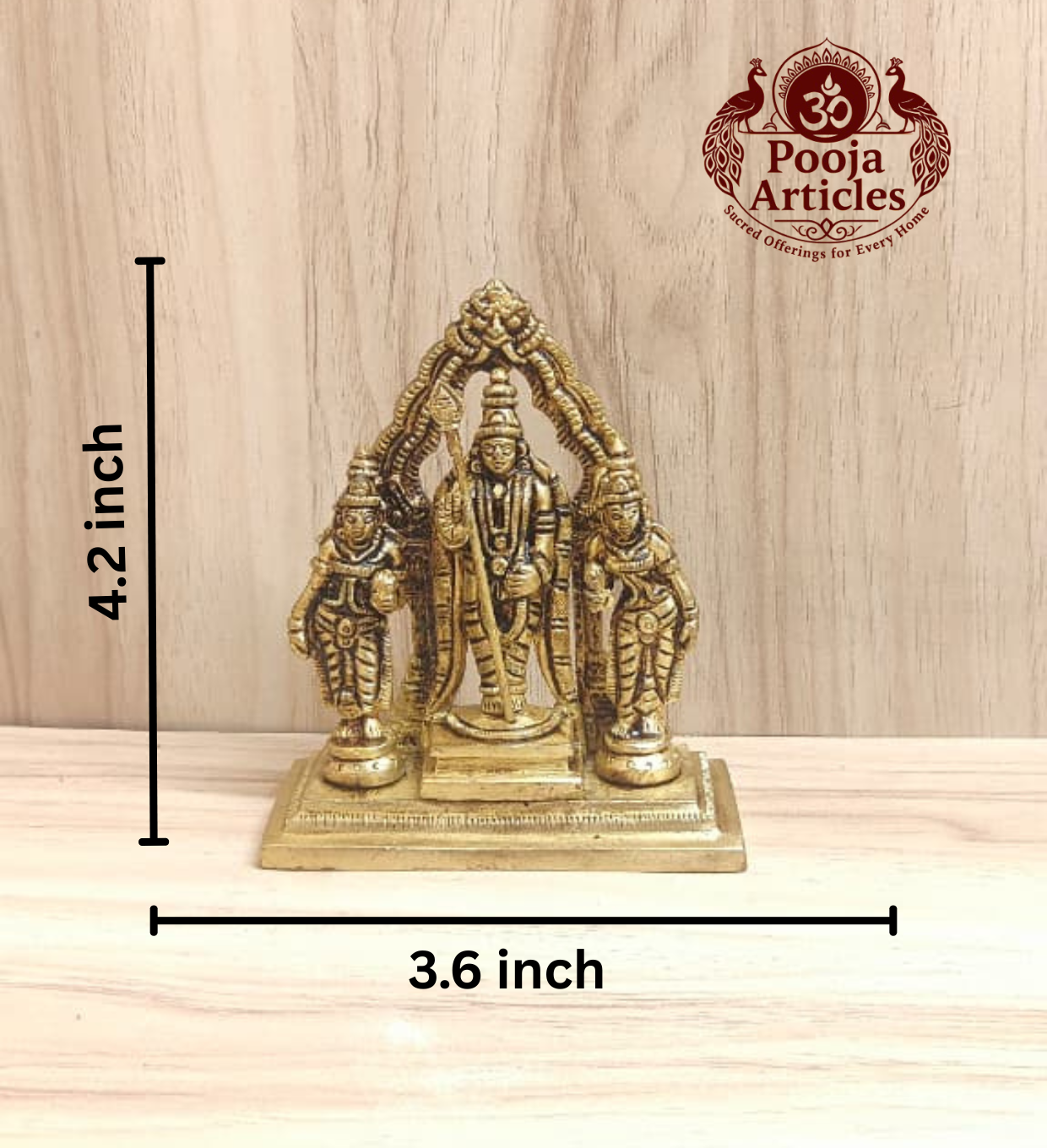 Brass Murugan Valli Deivanai Idol 4.2 Inch