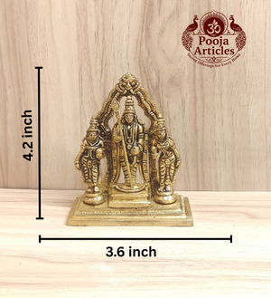 Brass Murugan Valli Deivanai Idol 4.2 Inch