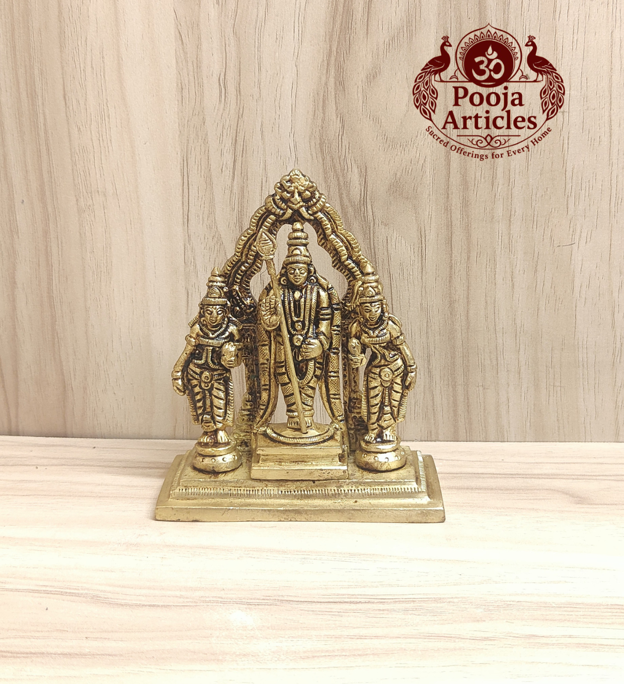 Brass Murugan Valli Deivanai Idol 4.2 Inch