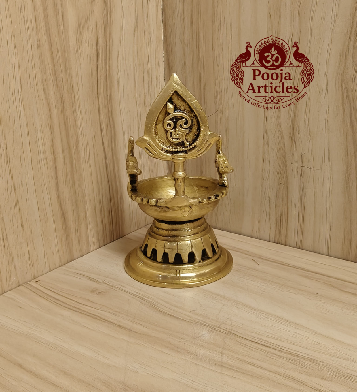Brass Murugan with Peacock Diya 5 Inch