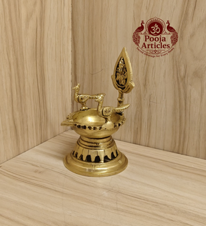 Brass Murugan with Peacock Diya 5 Inch