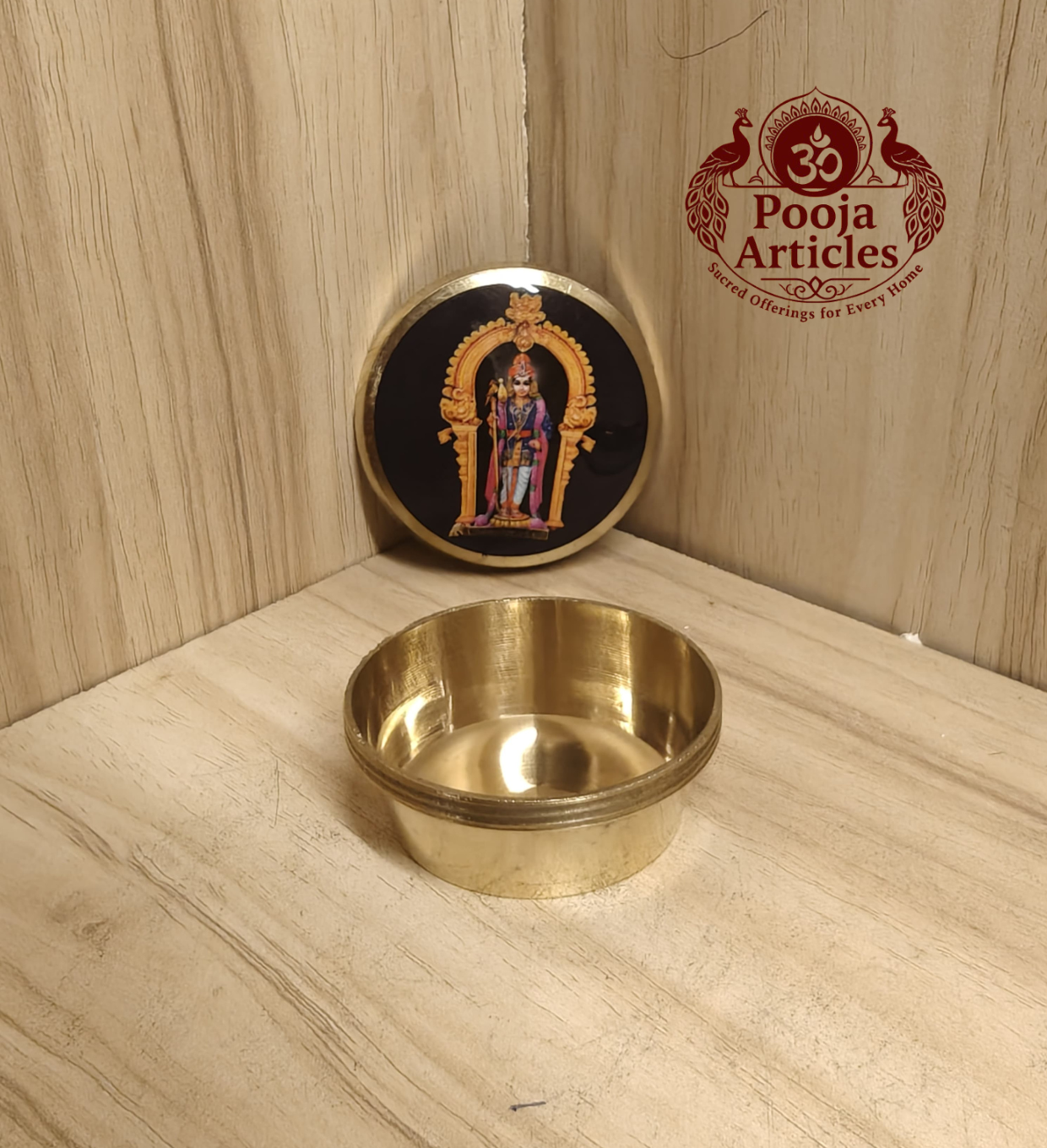 Brass Palani Murugan Kumkum Holder 2 Inch