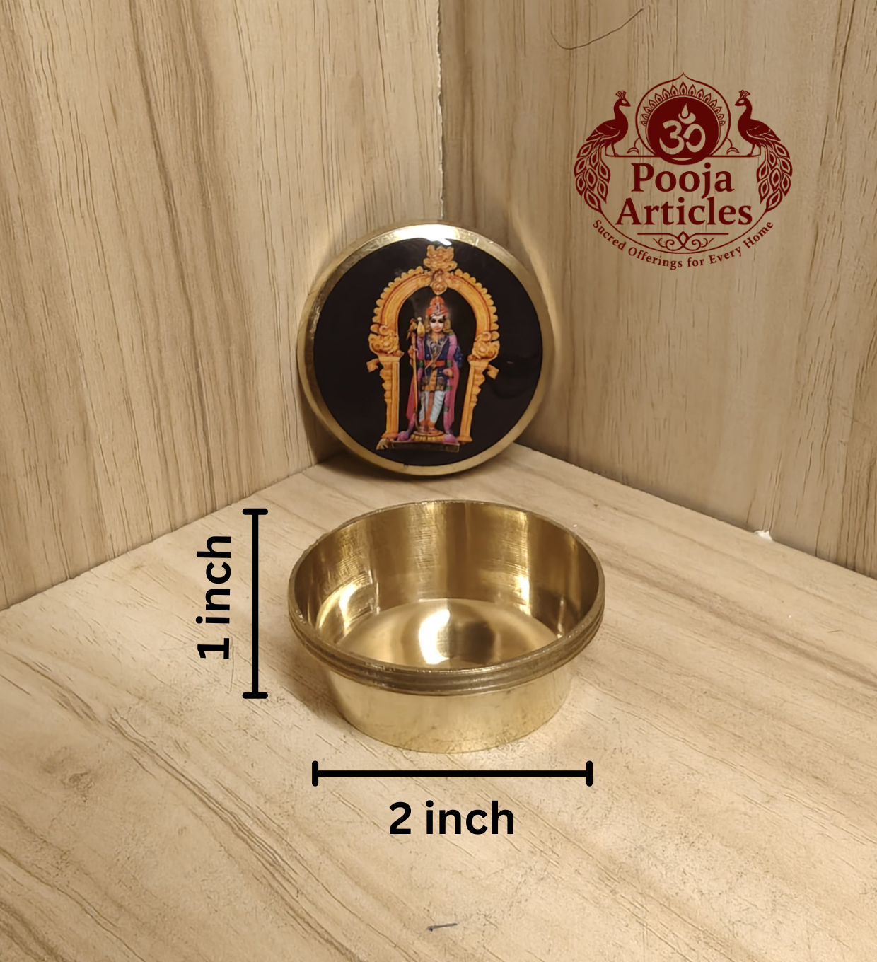 Brass Palani Murugan Kumkum Holder 2 Inch