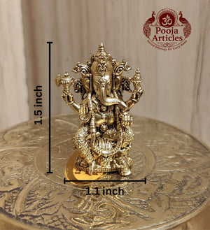 Panchaloha Ganesha Idol 1.5 Inch Pooja Articles
