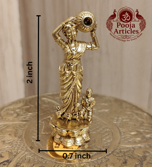 Panchaloha Lady Figurine Statue 2 Inch Pooja Articles
