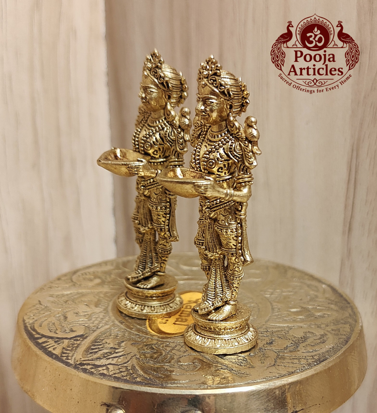 Panchaloha Paavai Vilakku (2 pcs) 2.2 Inch Pooja Articles