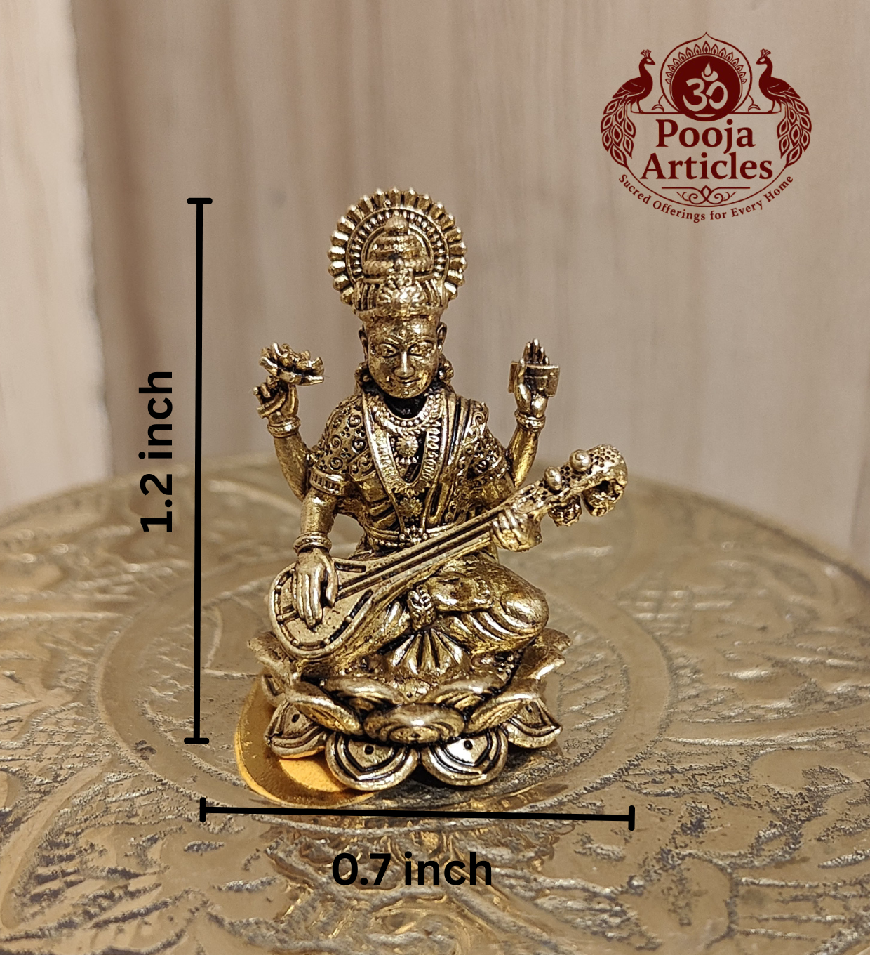 Panchaloha Saraswati Idol 1.2 Inch
