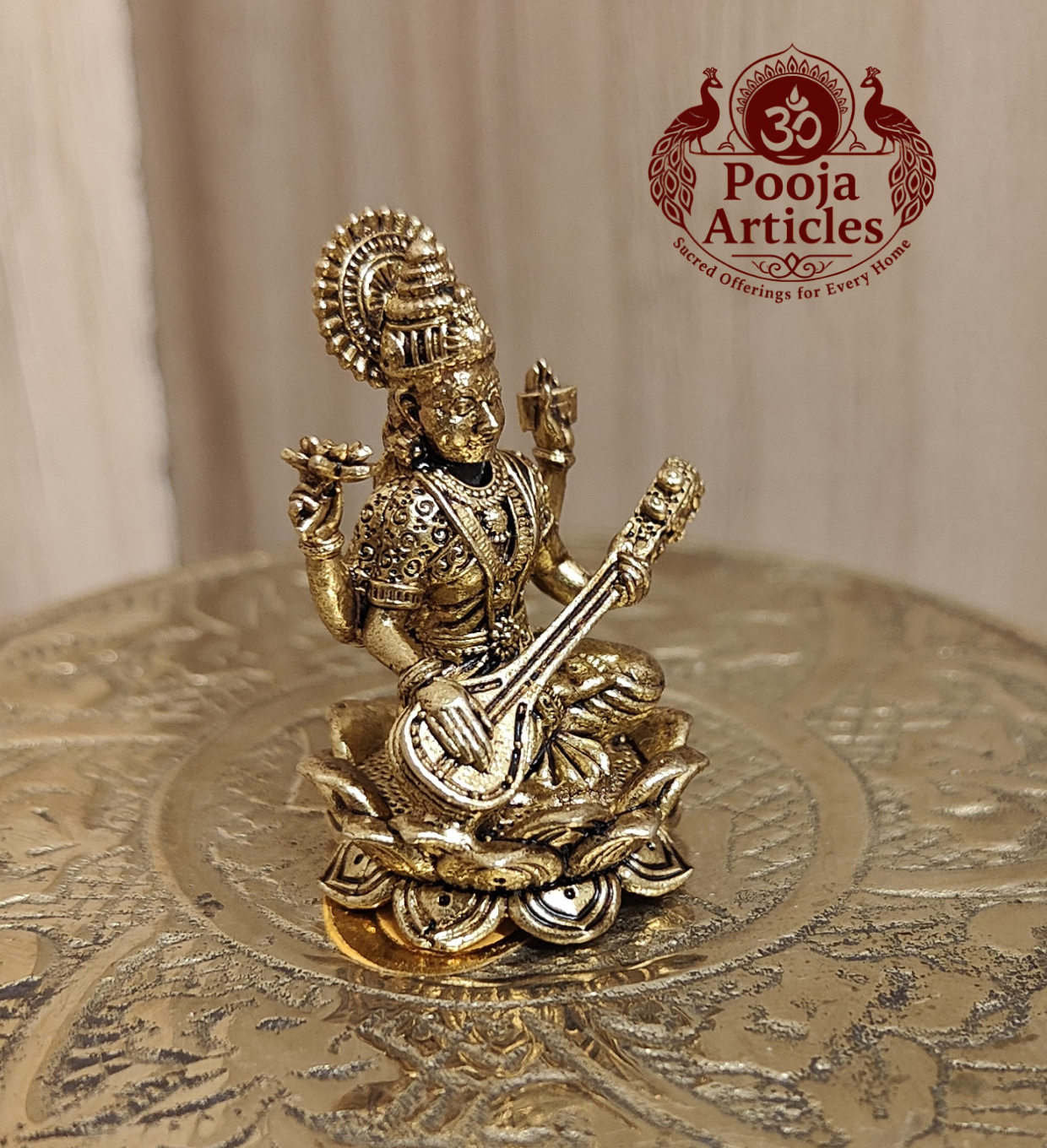 Panchaloha Saraswati Idol 1.2 Inch Pooja Articles