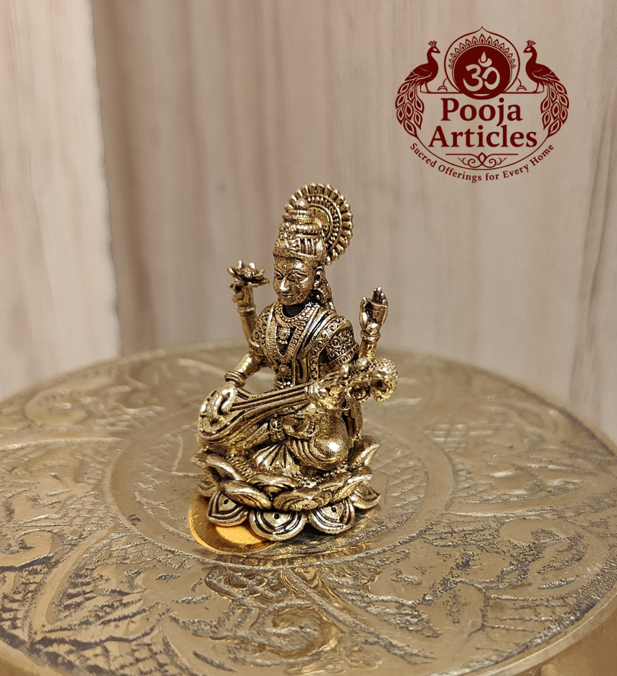 Panchaloha Saraswati Idol 1.2 Inch Pooja Articles