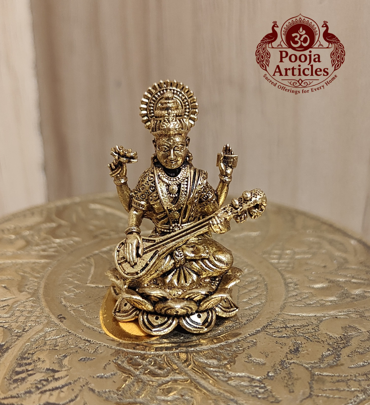 Panchaloha Saraswati Idol 1.2 Inch