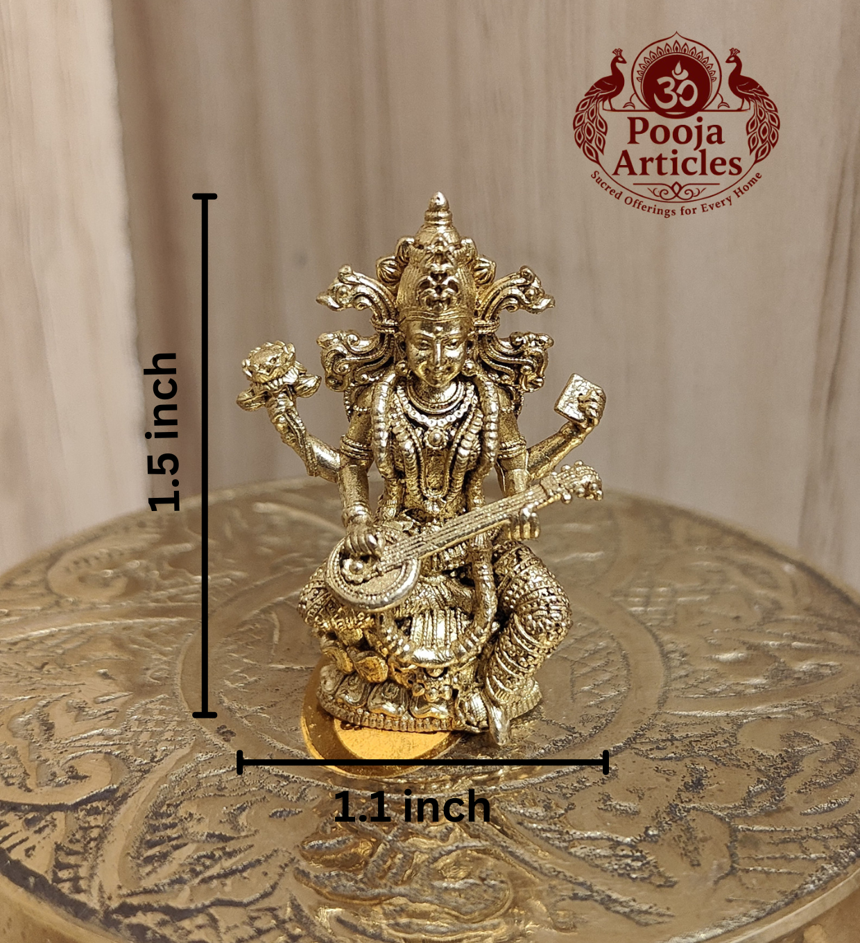 Panchaloha Saraswati Idol 1.5 Inch