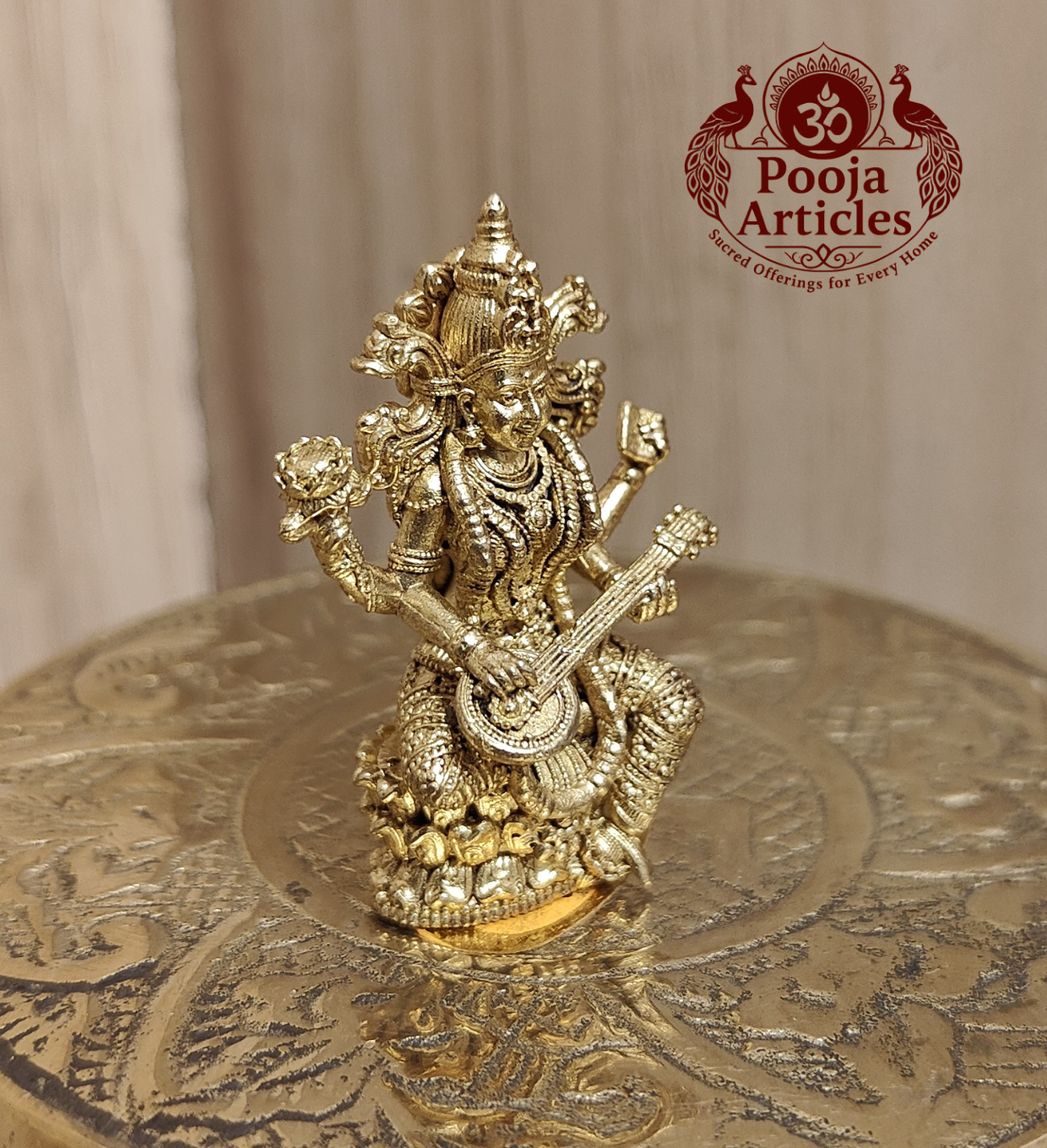 Panchaloha Saraswati Idol 1.5 Inch Pooja Articles