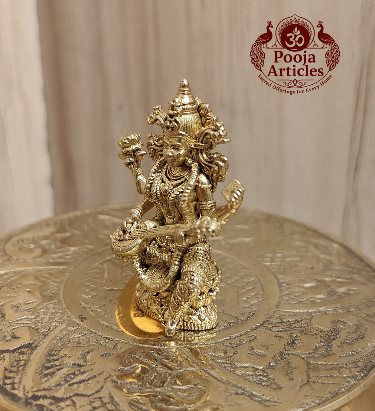 Panchaloha Saraswati Idol 1.5 Inch Pooja Articles