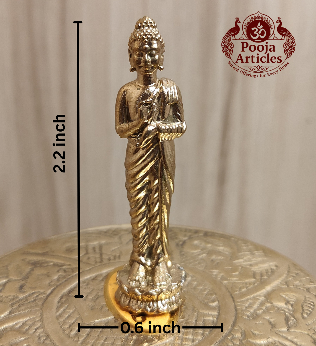 Panchaloha Standing Buddha Idol 2.2 Inch