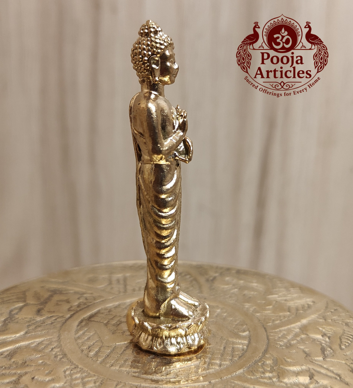 Panchaloha Standing Buddha Idol 2.2 Inch Pooja Articles
