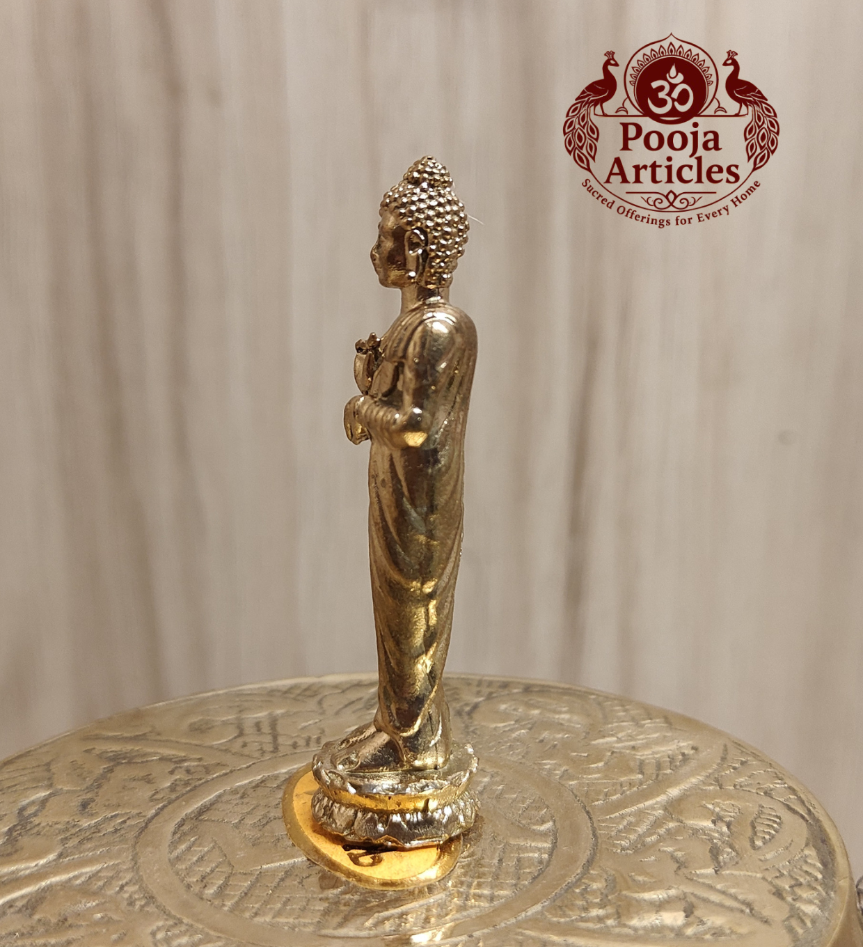 Panchaloha Standing Buddha Idol 2.2 Inch Pooja Articles