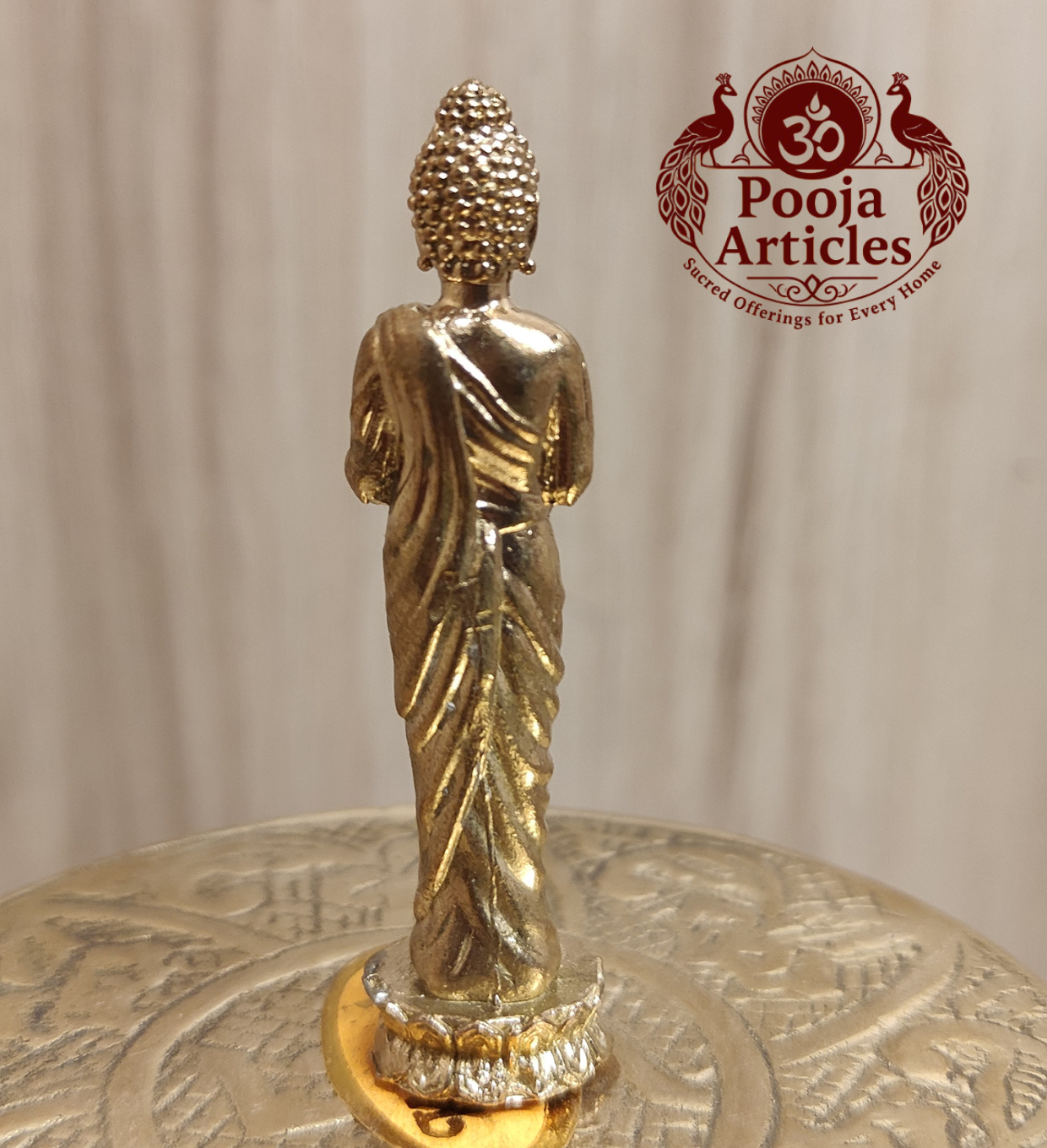 Panchaloha Standing Buddha Idol 2.2 Inch Pooja Articles