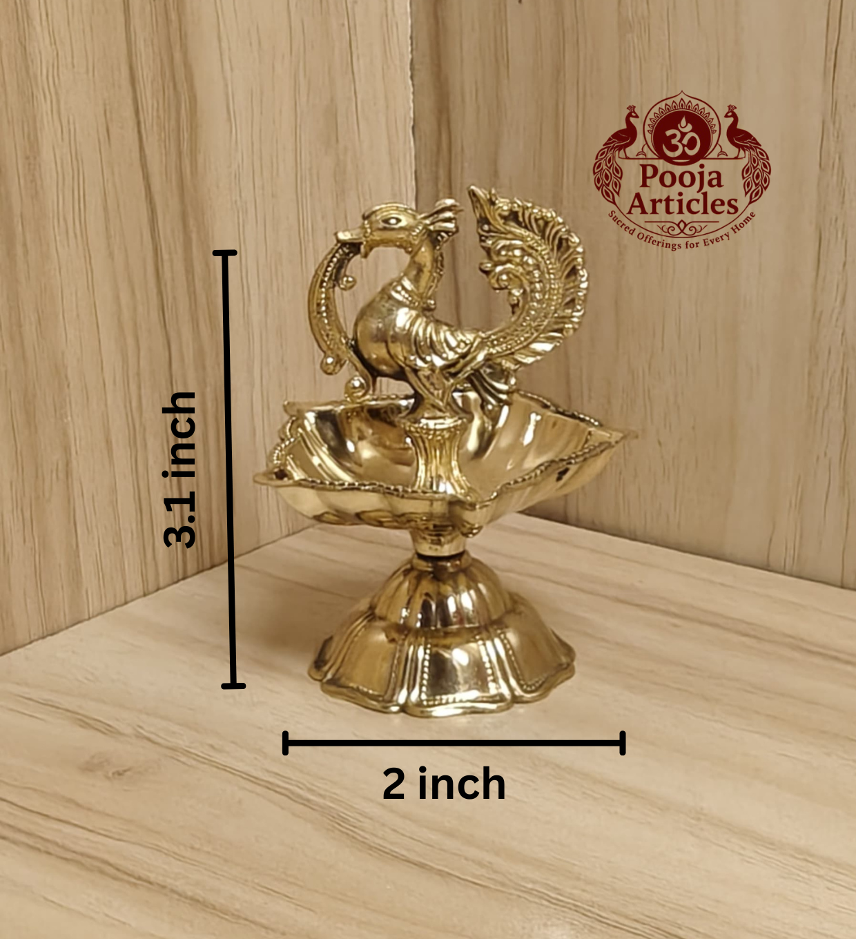 Brass Peacock Diya Size 0 – 3.1 Inch