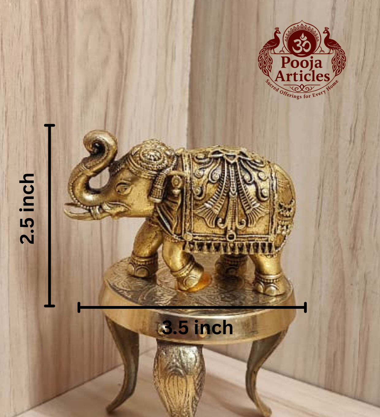Premium Brass Elephant Statue 2.5 Inch