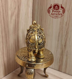 Premium Brass Elephant Statue 2.5 Inch Pooja Articles