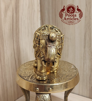 Premium Brass Elephant Statue 2.5 Inch Pooja Articles