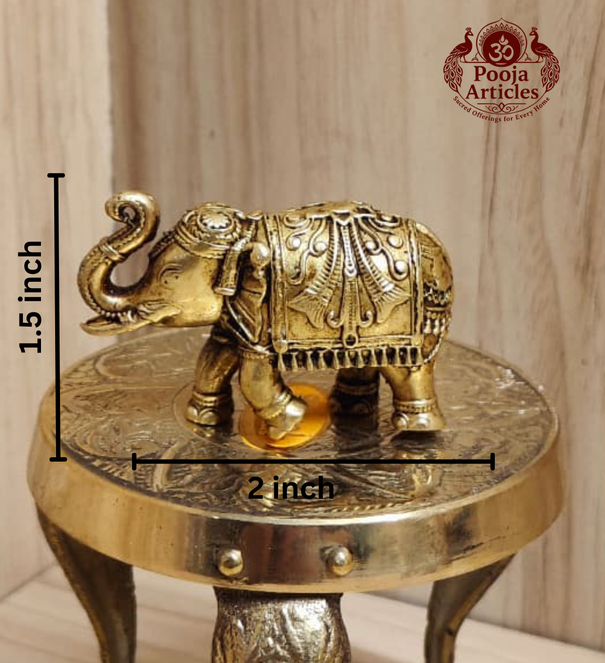 Premium Brass Elephant Statue 1.5 Inch