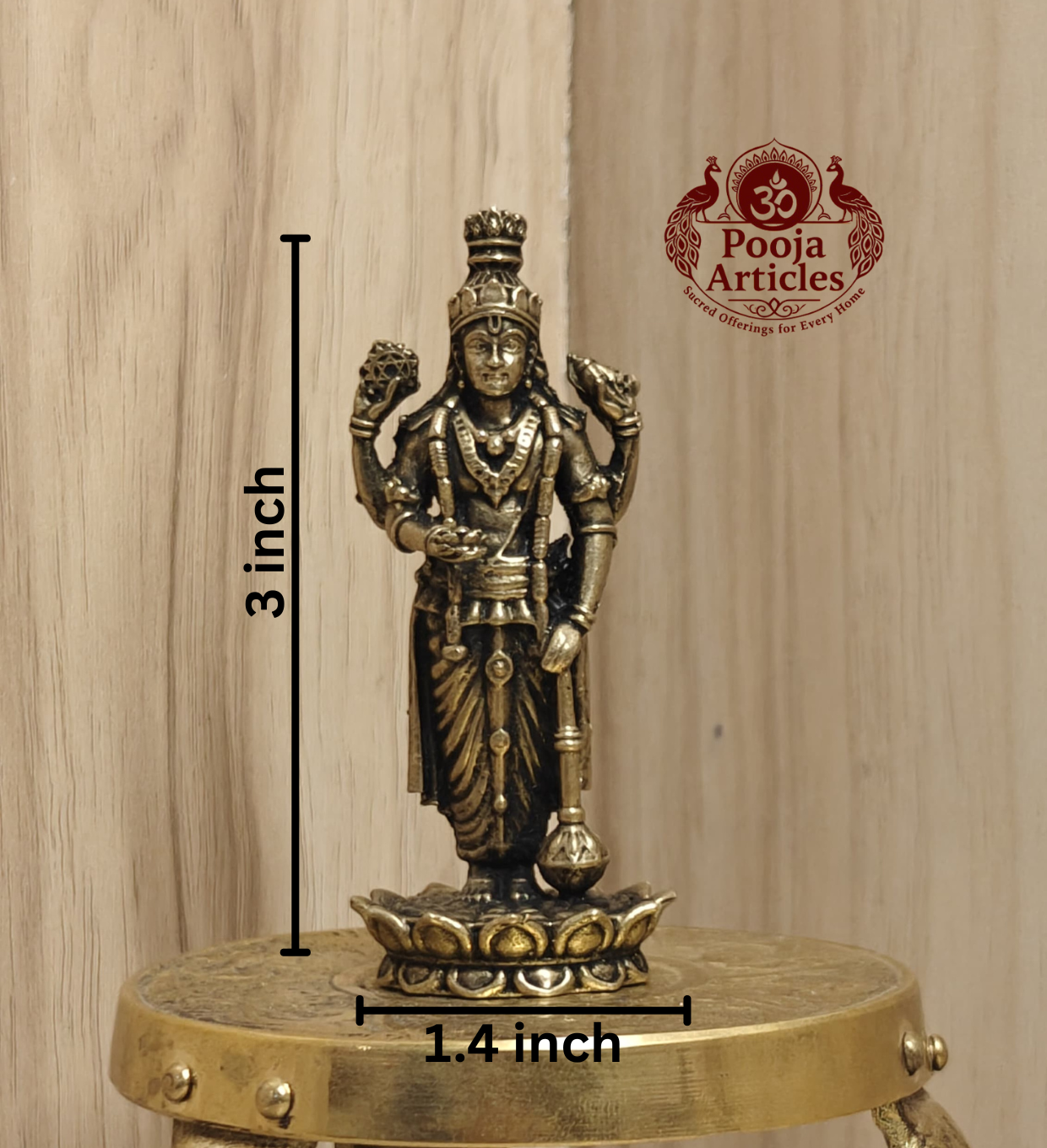 Premium Brass Guruvayoorappan Idol 3 Inch