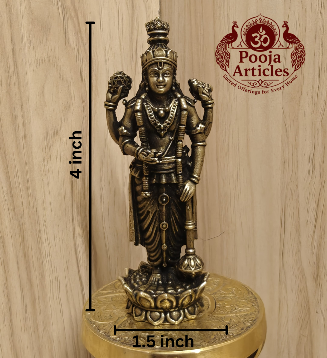 Premium Brass Guruvayoorappan Statue 4 Inch