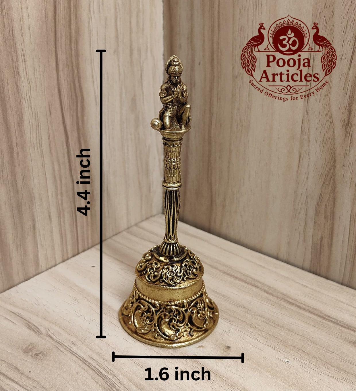 Premium Brass Hanuman Pooja Bell 4.4 Inch