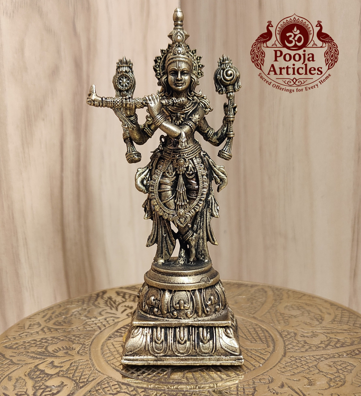 Premium Brass Krishna Statue 3.6 Inch