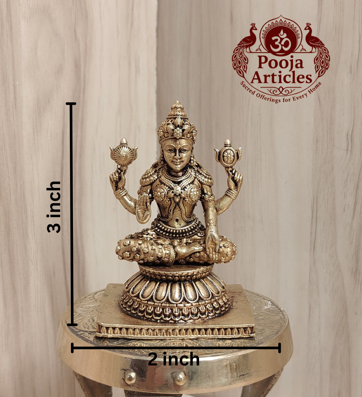 Premium Brass Lakshmi Statue 3 Inch