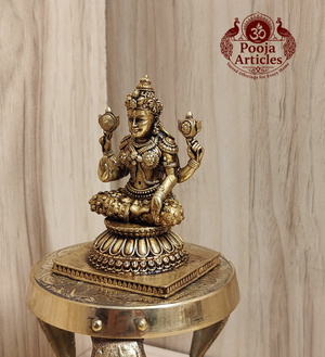 Premium Brass Lakshmi Statue 3 Inch