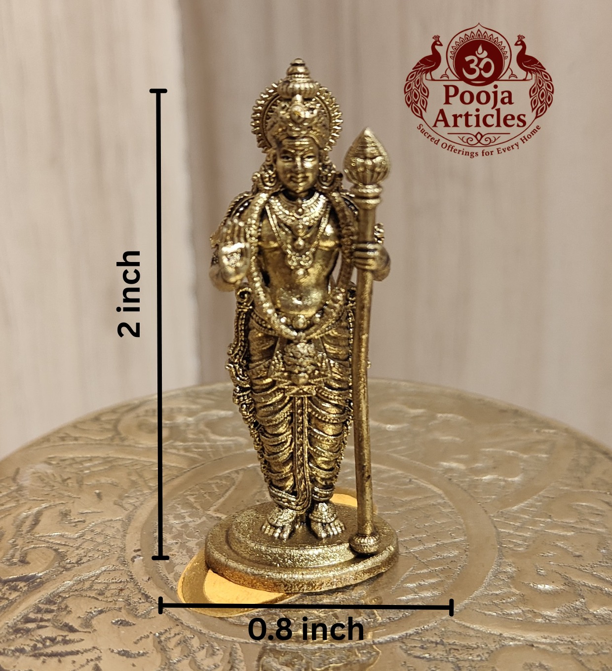Premium Brass Lord Murugan Idol 2 Inch