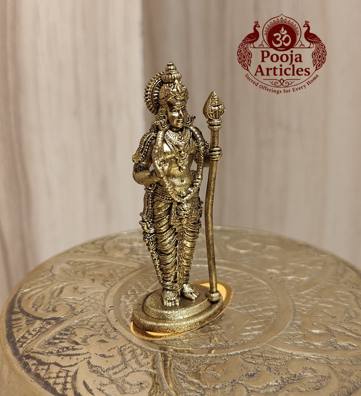 Premium Brass Lord Murugan Idol 2 Inch Pooja Articles