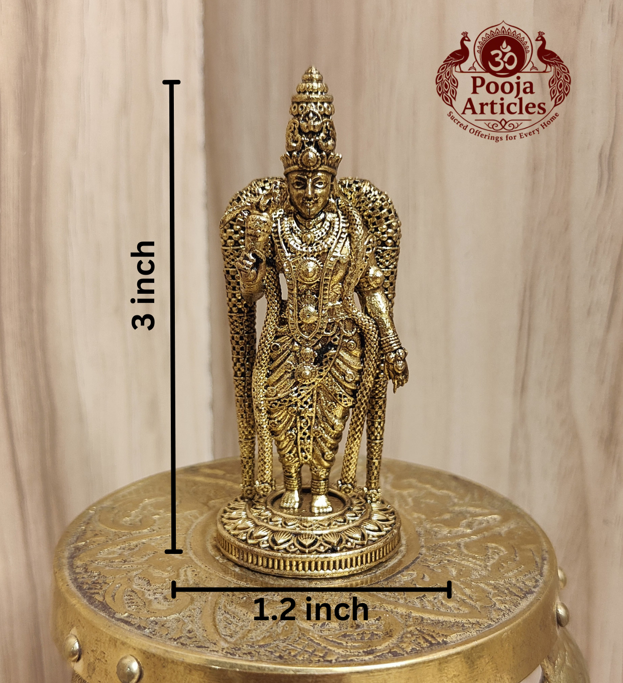 Premium Brass Meenakshi Amman Statue 3 Inch