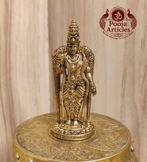 Premium Brass Meenakshi Amman Statue 3 Inch