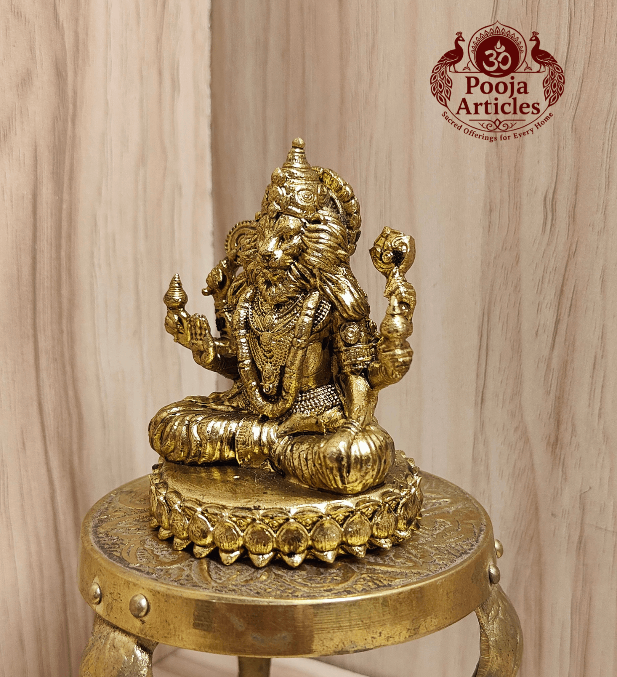 Premium Brass Narasimha Statue 3 Inch Pooja Articles