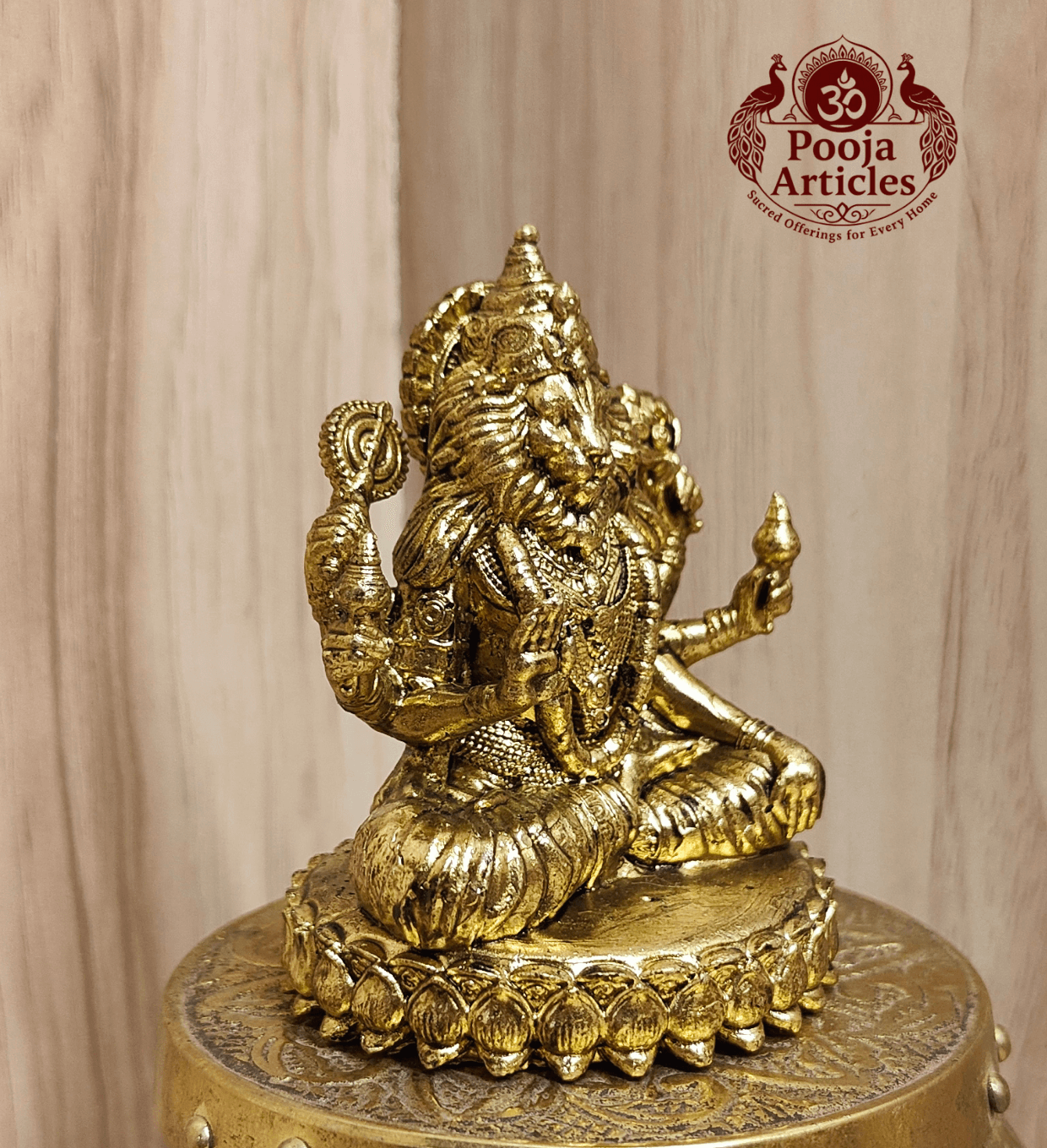 Premium Brass Narasimha Statue 3 Inch Pooja Articles