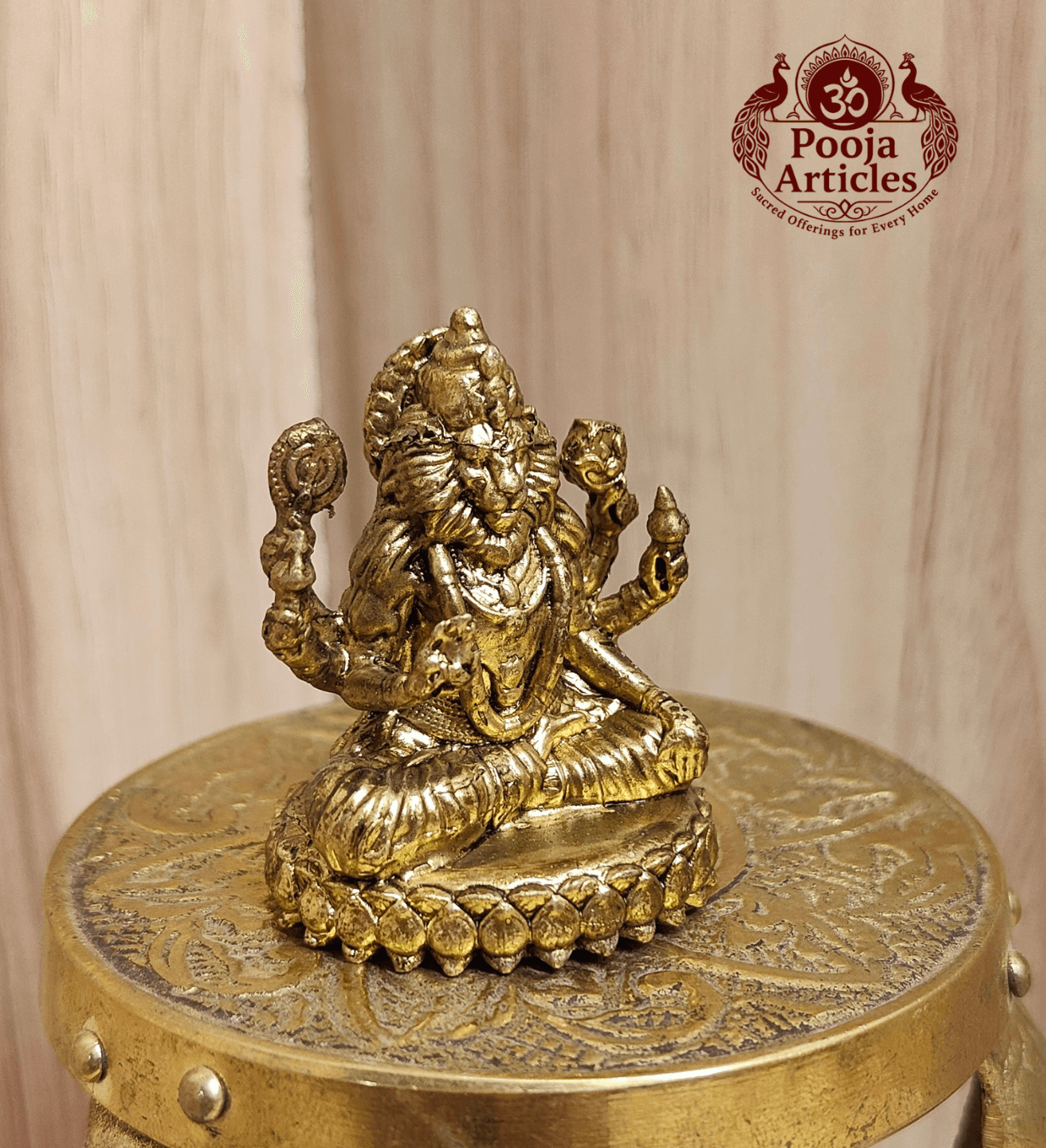 Premium Brass Narasimha Statue 1.7 Inch Pooja Articles