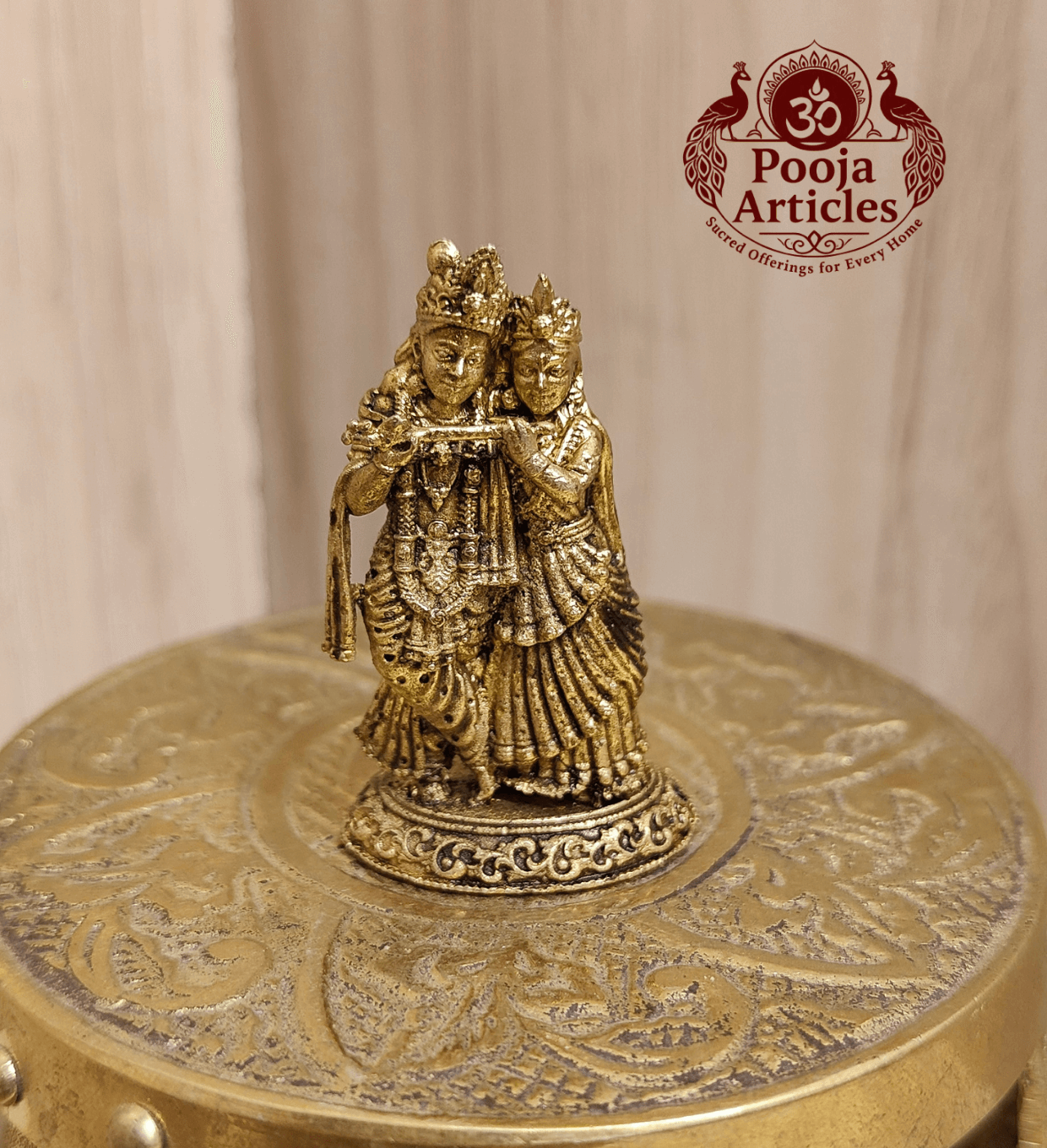 Premium Brass Radha Krishna Statue 1.7 Inch