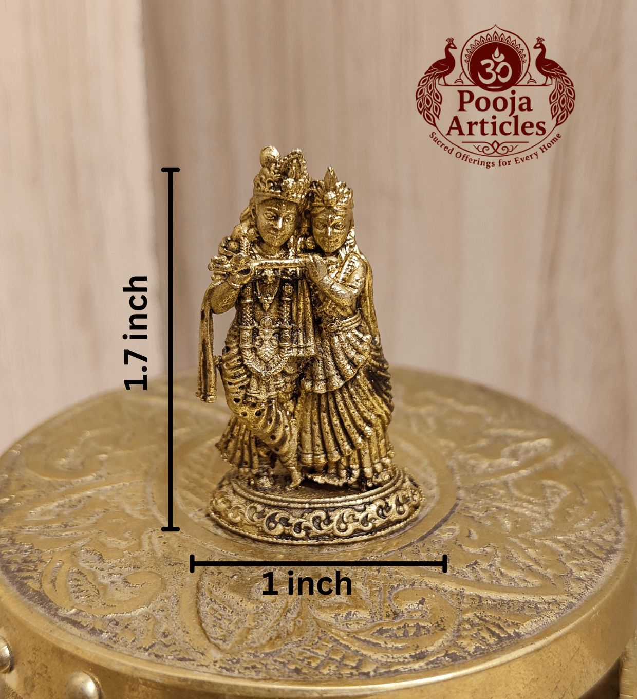 Premium Brass Radha Krishna Statue 1.7 Inch
