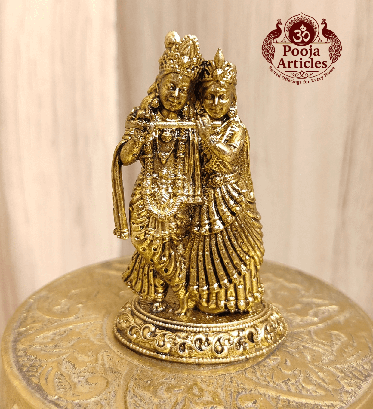 Premium Brass Radha Krishna Statue 2.5 Inch